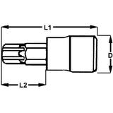 Size 8 Long Ribe Socket Bit